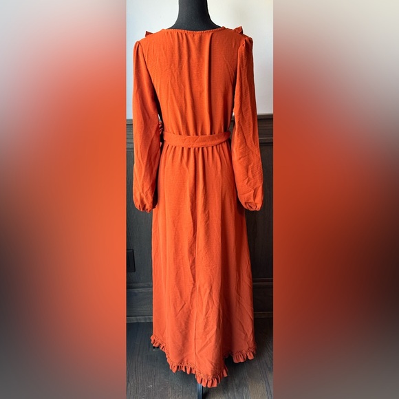 Simplee Apparel Terracotta Long Sleeve Boho western Dress NWT Medium - Picture 3 of 8